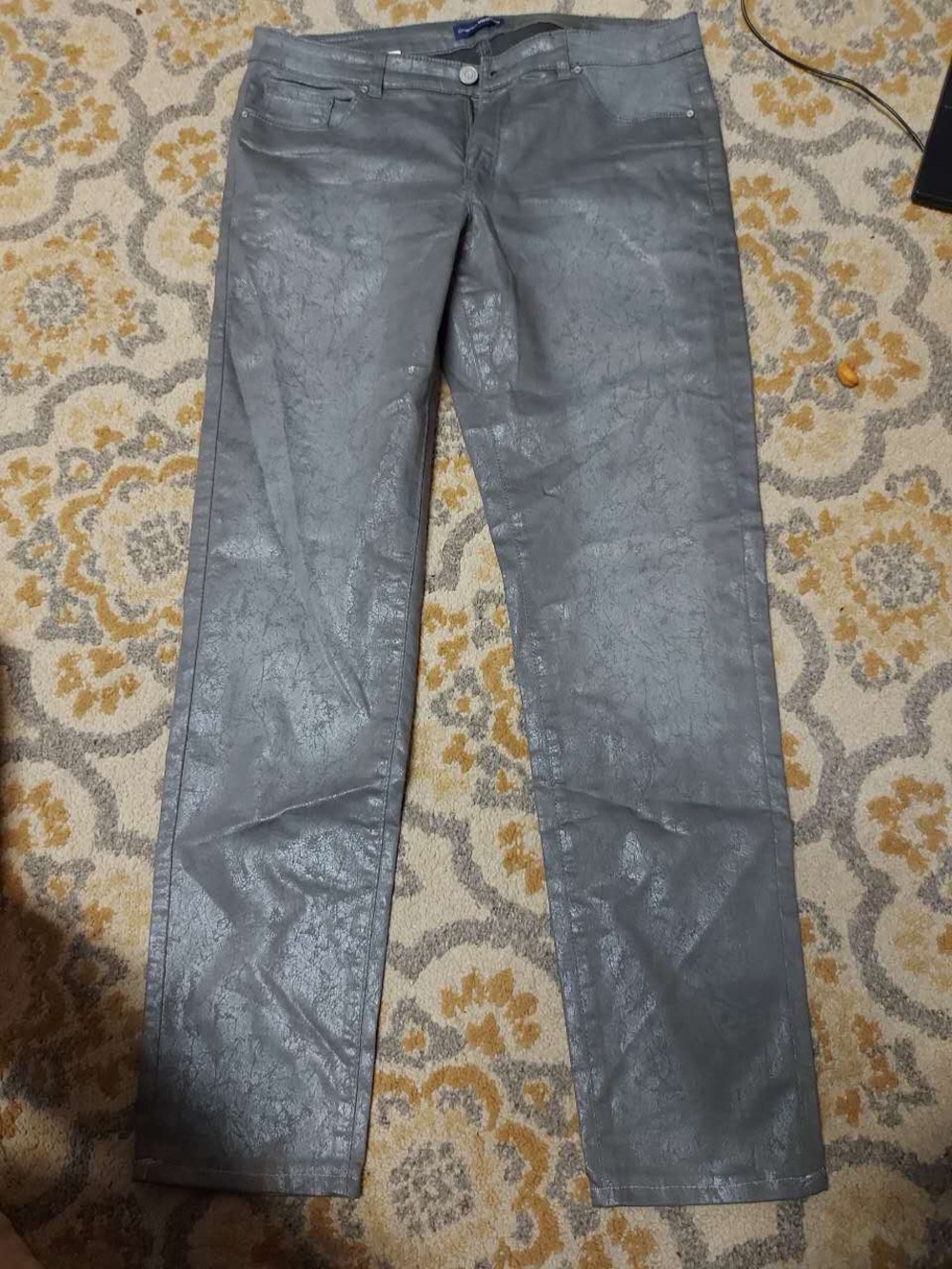 Grey shiny skinny jeans